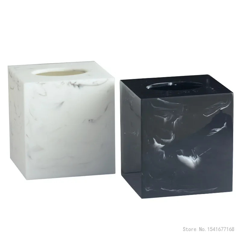 Nordic Square Marble Texture Resin Tissue Box Creative Home Living Room Bathroom Accessories Supplies Dining Table Paper Box 1Pc 5