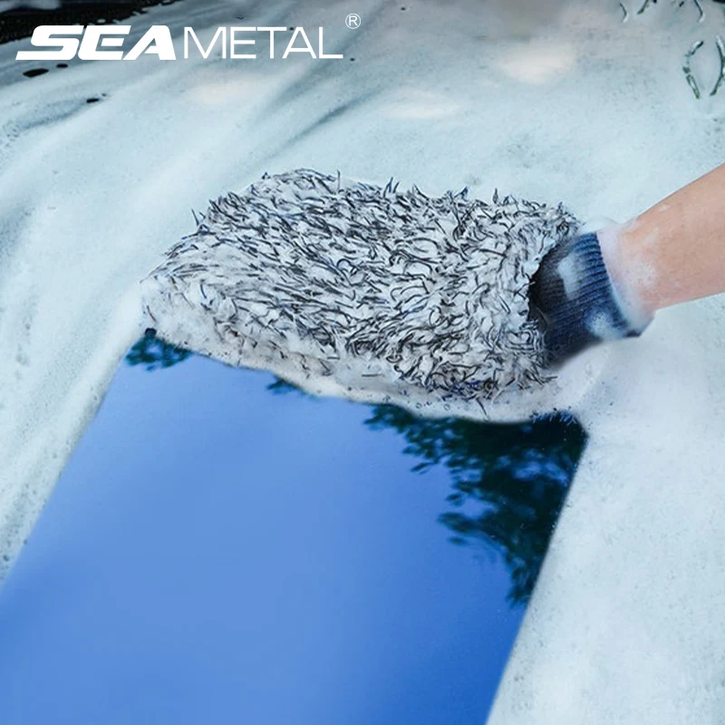 Car Wash Microfiber Chenille Gloves Thick Car Cleaning Mitt Wax Detailing Waterproof Brush Auto Care Double-faced Glove SEAMETAL microfiber car mitt car cleaning gloves microfiber cleaning gloves microfiber washing gloves microfiber gloves
