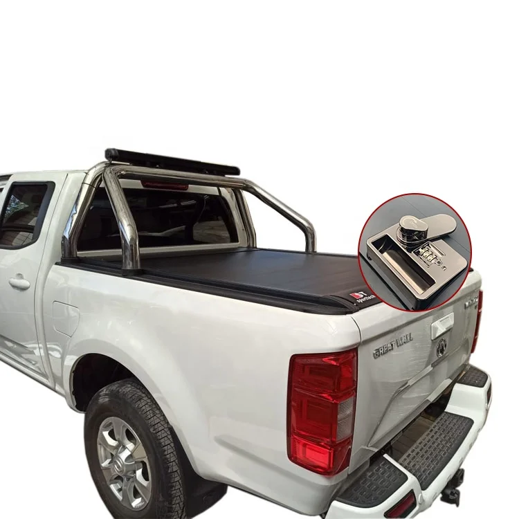 

Waterproof Retractable Tonneau Cover Hard Roller Lid Shutter Cover With Password Lock For great wall poer cannon Wingle 5/6/7