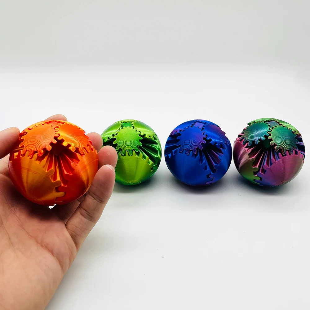 Gear Ball-3D Printed Gear Ball Spin or Cube Fidget Toy, Sphere, Fidget Toy, Stress Ball, GearSphere Desk T