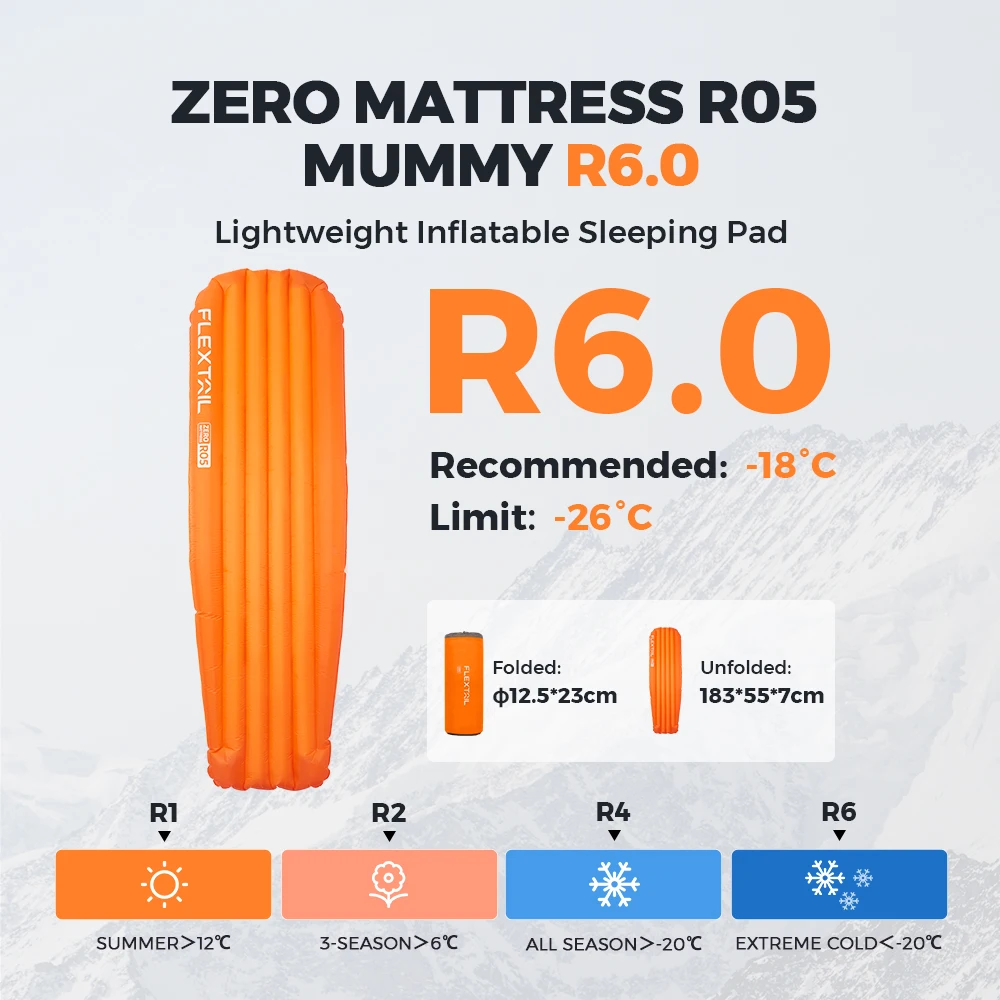 アウトドア寝具 FLEXTAIL ZERO MATTRESS R05 MUMMY ZERO MATTRESS R05 | Ultralight Air Sleeping Pad - Flextail