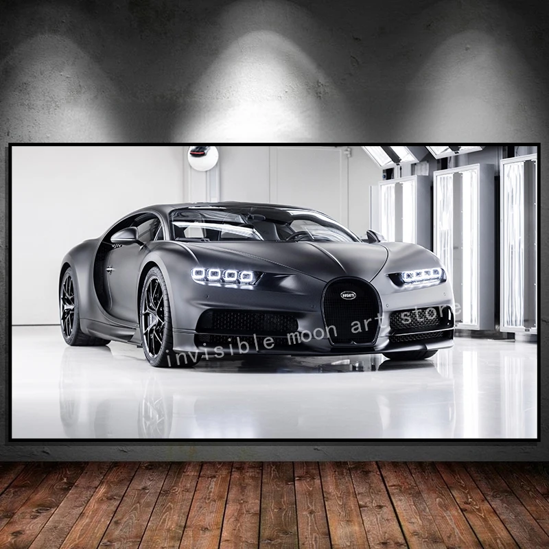 Bugatti Chiron Sports Car Cool Car Art Poster Canvas Painting Wall Print Art Picture For Living Room Boys Room Modern Home Decor
