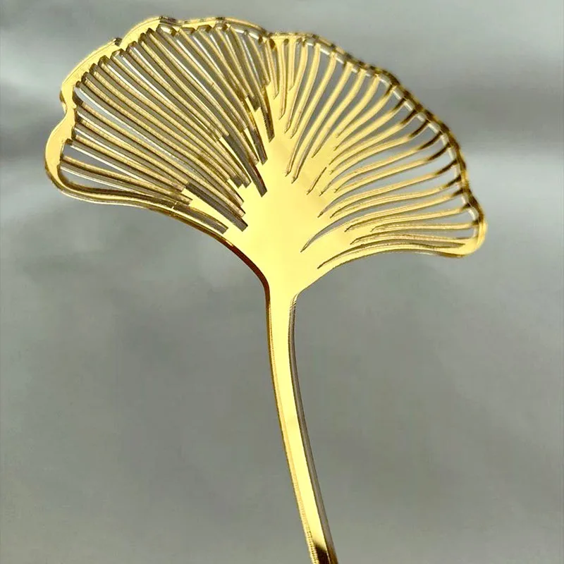 Happy Birthday Gold Ginkgo Leaves Acrylic Cake Topper Baking Accessories Party Supplies