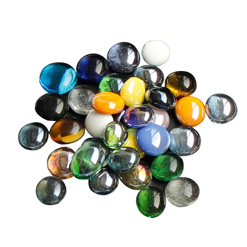 Decorative Glass Pebbles Round Stones Nuggets Beads Mixed Painted Colour 
