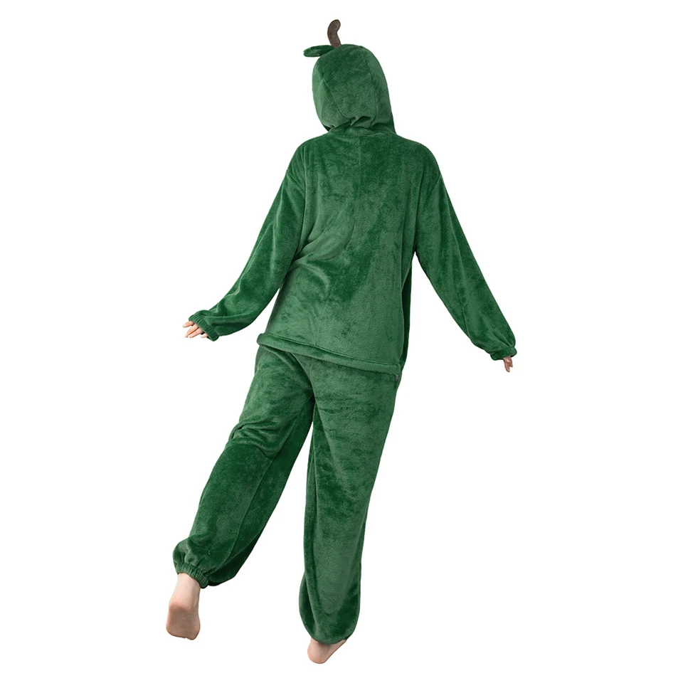 Kürbis-Avocado Einteiler-Kostüm Für Erwachsene – Unisex Flanell-Fleece Pyjama Für Halloween, Cosplay & Gemütliche Tage
