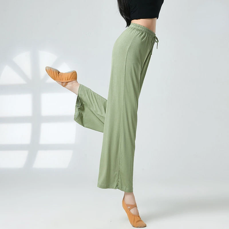 

Women Wide-legged Pants Homewear Dance High-waisted Pants Loose Elastic Waist Multi-color Dancewear Women Clothing Trousers