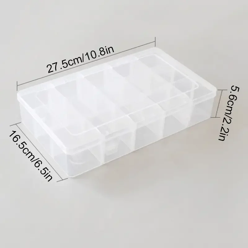 15 Grid Transparent Office Storage Box with Adjustable Dividers Plastic Storage Container for Art Painting 1 Piece