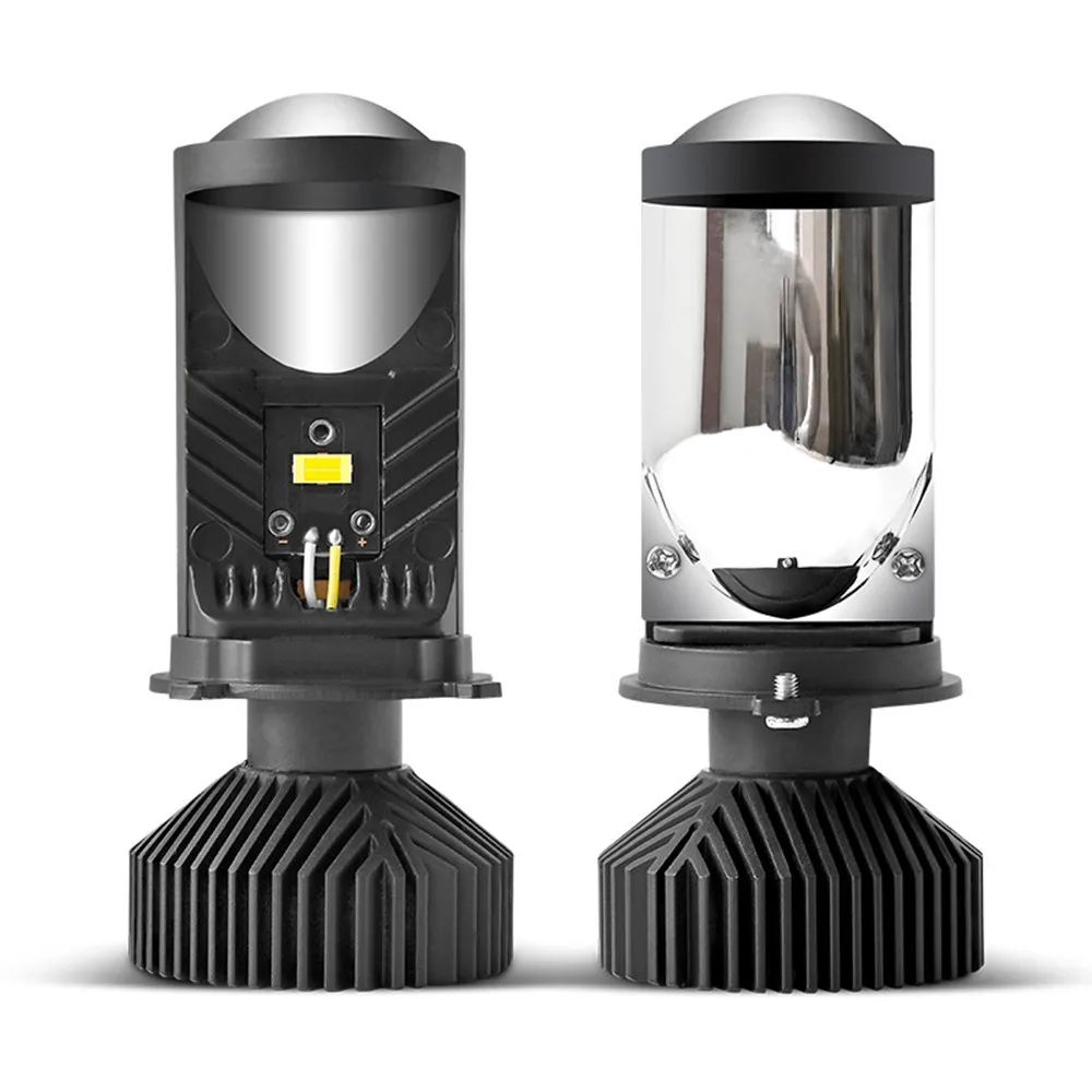 Y6 Turbo Fan H4 LED Headlights Car H4 Mini Projector Lens 6000K Super Bright 200