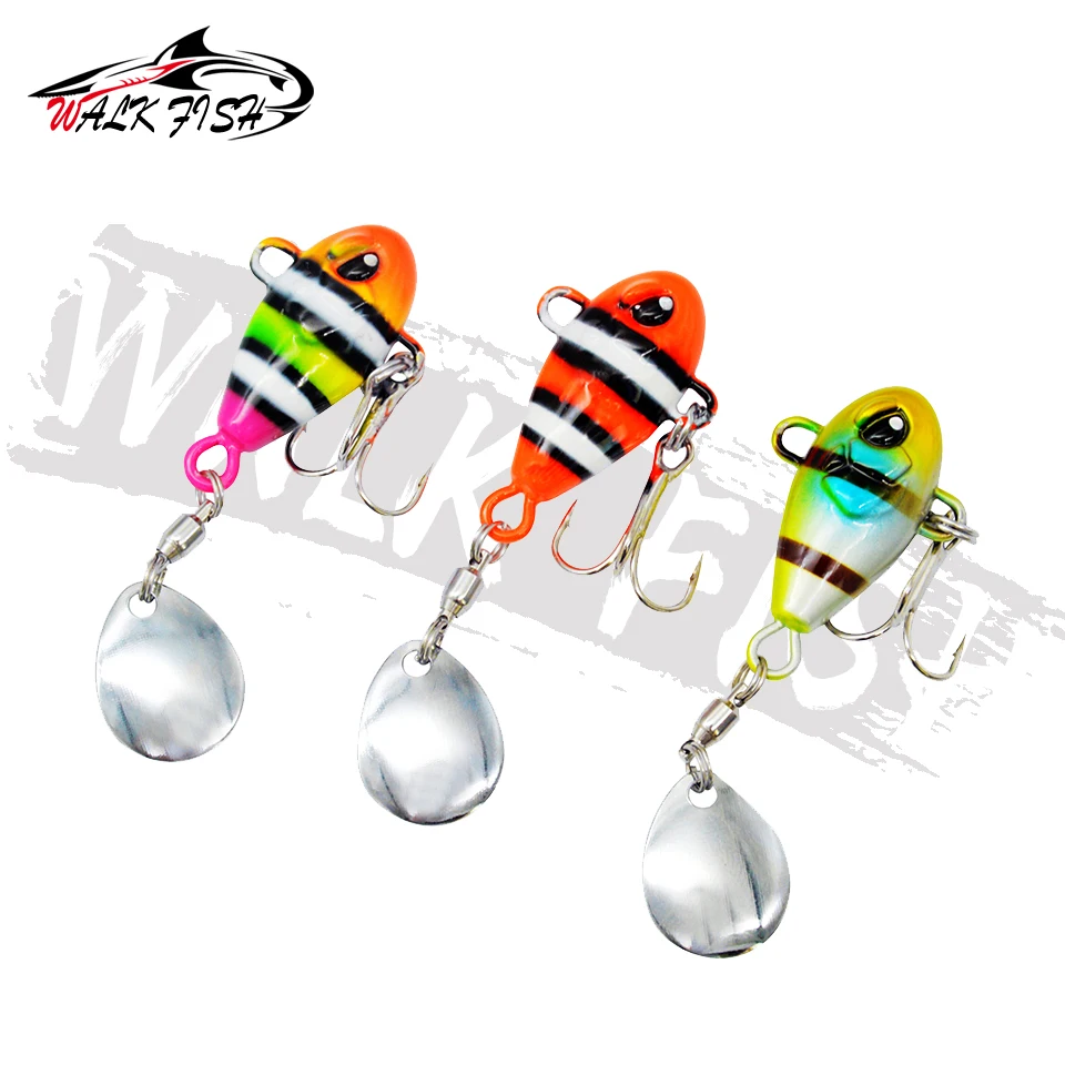 WALK FISH 1PCS New Spinning 58mm 14g Balance Rotating Metal Jig VIB  Vibration Bait Spinner Spoon Sinking Lure Fishing Wobblers