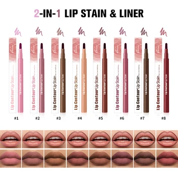 Penna per contorno labbra Resa cromatica elevata Tazza antiaderente Idratante a prova di sbavature 2 in 1 Macchia labbra e fodera Trucco labbra Cosmetico