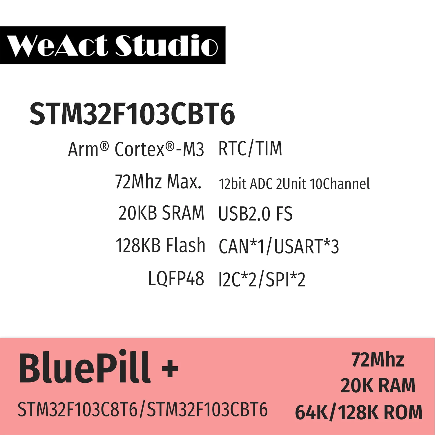 WeAct ּ ý   , STM32F103C8T6, STM32F103CBT6, STM32F103, STM32F1  ÷, ARM STM32