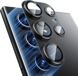 Premium Metal Camera Lens Protector Case - Durable Protective Cover Accessories for Galaxy S23 Plus (Black)