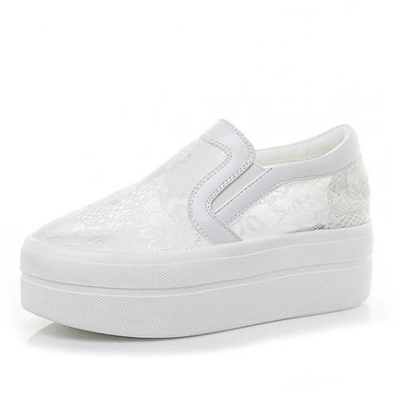 

Шлепанцы из натуральной кожи, сетчатые танкетки 8 см, дышащие, удобные, летняя повседневная обувь на танкетке, высокий размер