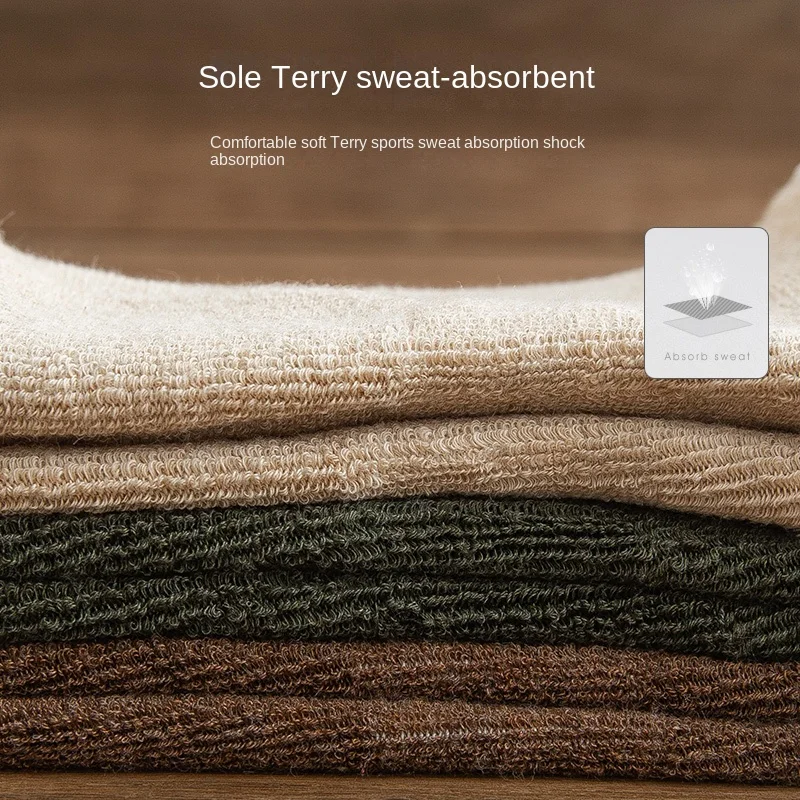 Terry Socks Men's Socks Low Top Thickening Sweat-Absorbing Deodorant Cotton Socks Black White Autumn and Winter Ankle Socks