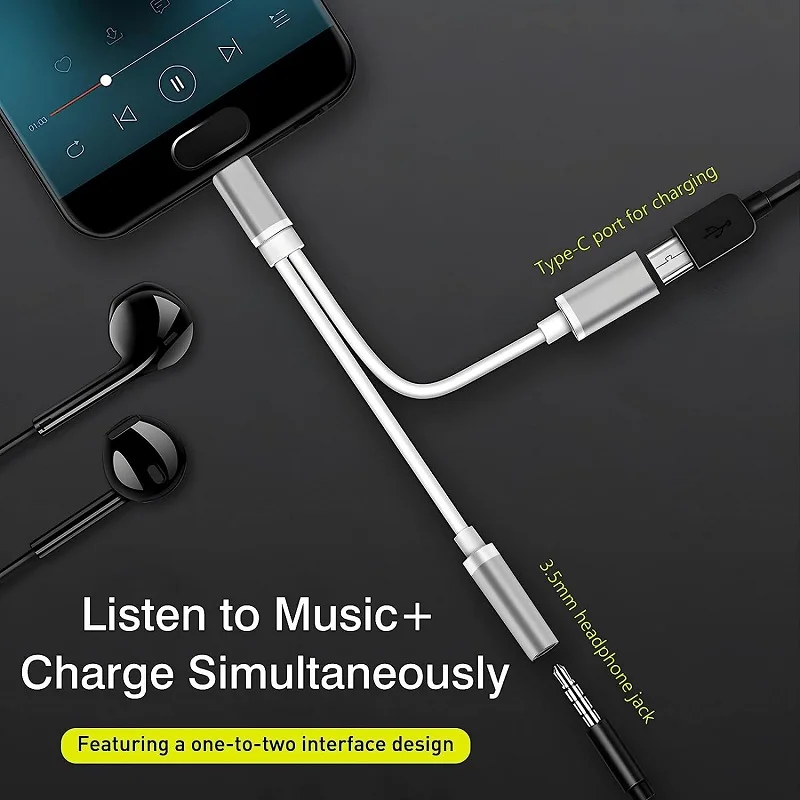USB C to 3.5mm Headphone Charger Adapter 2-in-1 Type C to Aux Audio Splitter Jack with PD Charging for Phone Tablet Laptop usb port adaptor cable converter