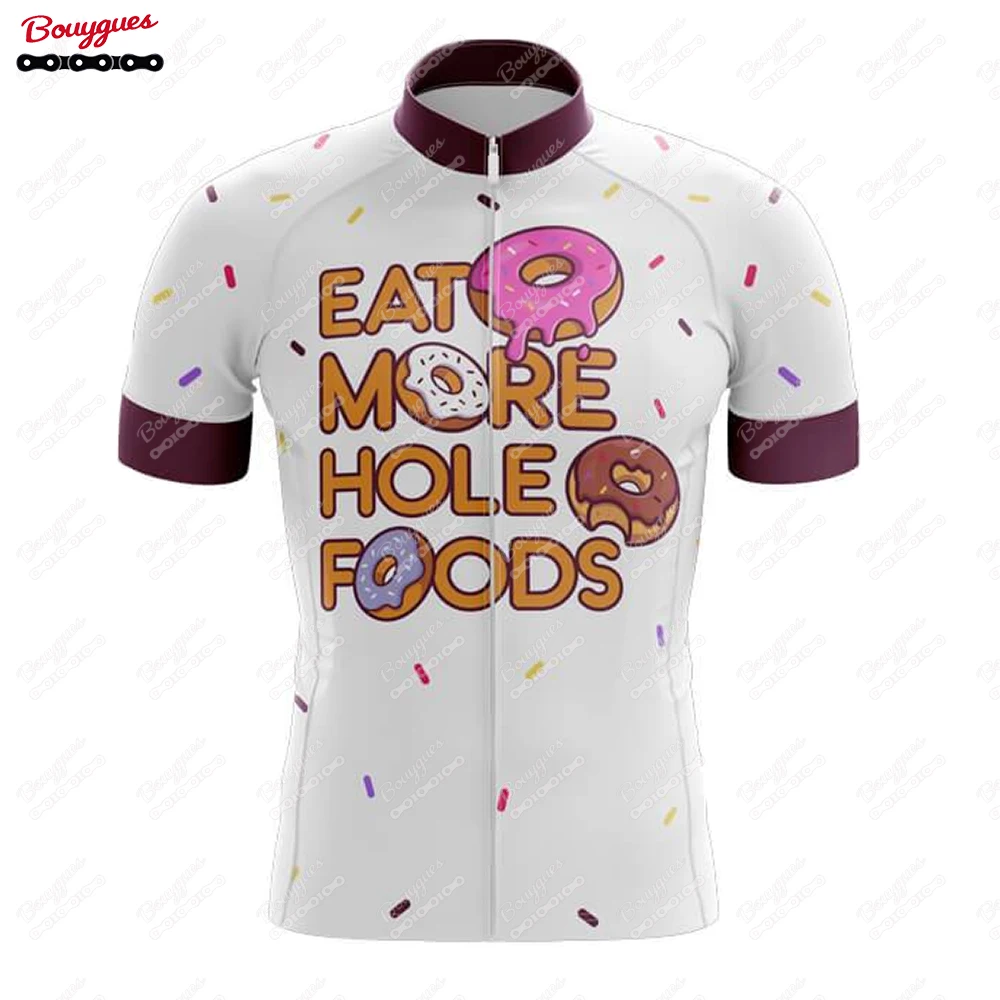 Maillot de ciclismo Donut Give Up para hombre, manga corta, reflectante, para ciclismo de montaña, para descenso, equipo profesional, novedad de verano