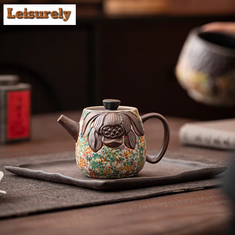 150ml Rock Painting Time Lotus Flower Teapot Luxury Tea Infuser Pot Tea Soaking Kettle With Filter Puer Tableware Collection