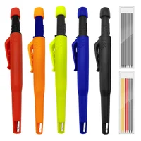 Solid Carpenter Pencil Set Deep Hole Mechanical Pencil Marker Built in Sharpener One-piece Design Pen Cap Stationery Supplies 1