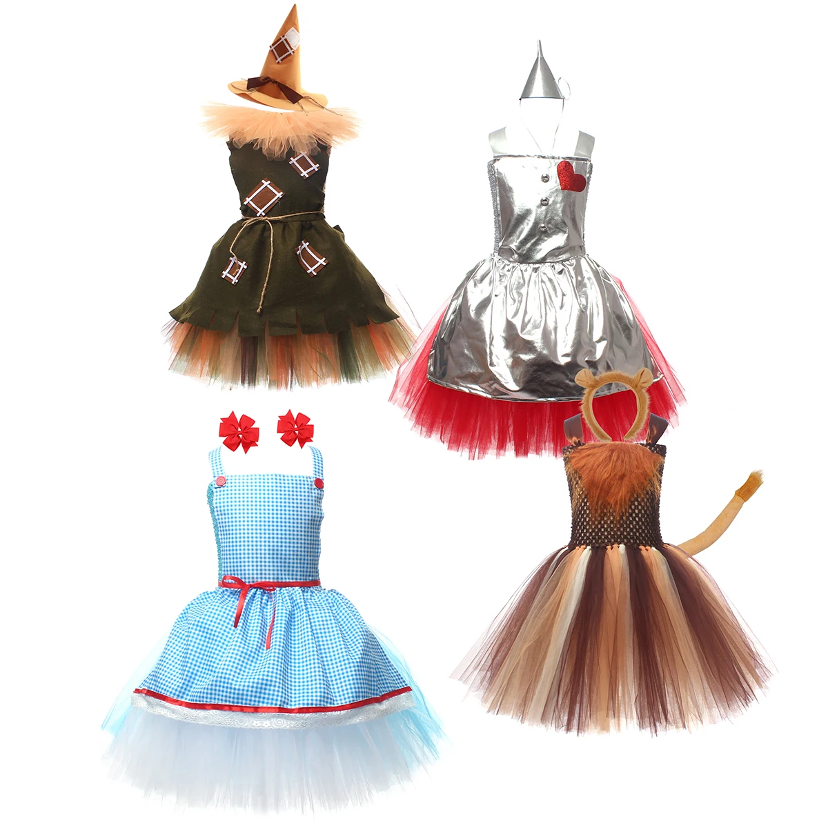Kids Girls Halloween Costume Wizard of oz Scarecrow Tin Man Lion Witch Princess Tutu Dress Role Play Kids Girls Halloween Costume Wizard of oz Scarecrow Tin Man Lion Witch Princess Tutu Dress Role Play