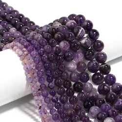 Natural Stone Round Tiger Eye Crystal Turquoise Beads for DIY Crafts and Ornament Making (Purple Crystal)