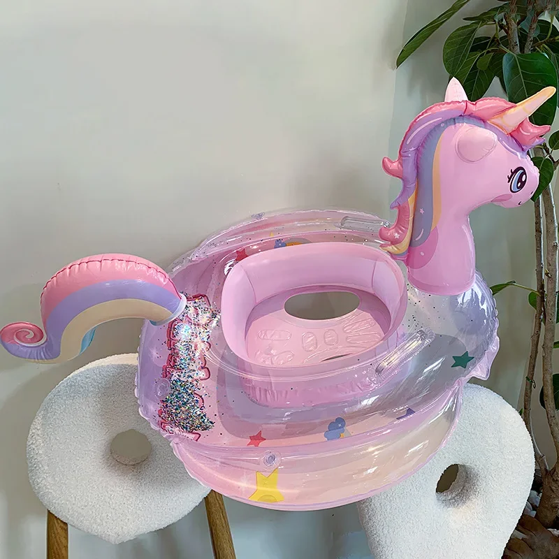 Swim Ring Inflatable Pool Float Baby Rainbow Sequined Unicorn for Kids Swimming Circle Children Swim Ring Pool Toys Floating 5