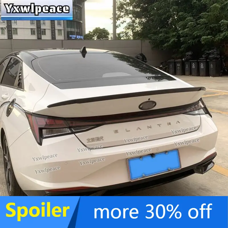 

For Hyundai Elantra Avante CN7 2020 2021 Spoiler ABS Gloss Black and Carbon Fiber Look Rear Trunk Lip Spoiler Car Styling