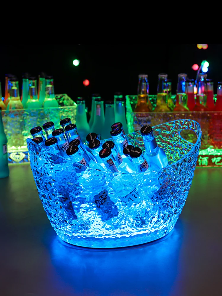 bar KTV luminous ice bucket acrylic champagne bucket beer frame ice grain beer LED ingot