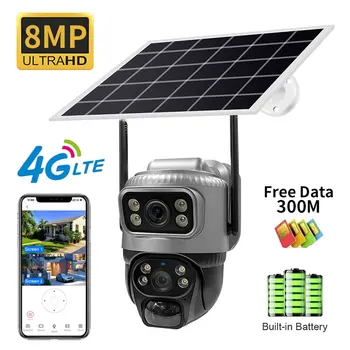 4G Solar Camera 8MP 4K Dual Lens PIR Sim Card built in Night Vision Waterproof Security Video IP Camara Battery CCTV Monitor 1