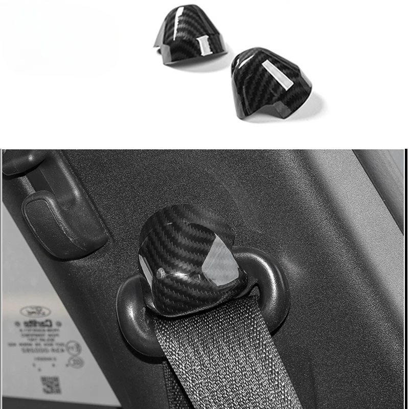 

Fit For Ford Mustang 2015-2020 Carbon fiber colo Car Interior ABS Seats Safety Belt Button Decoration Cover Trim Stickers