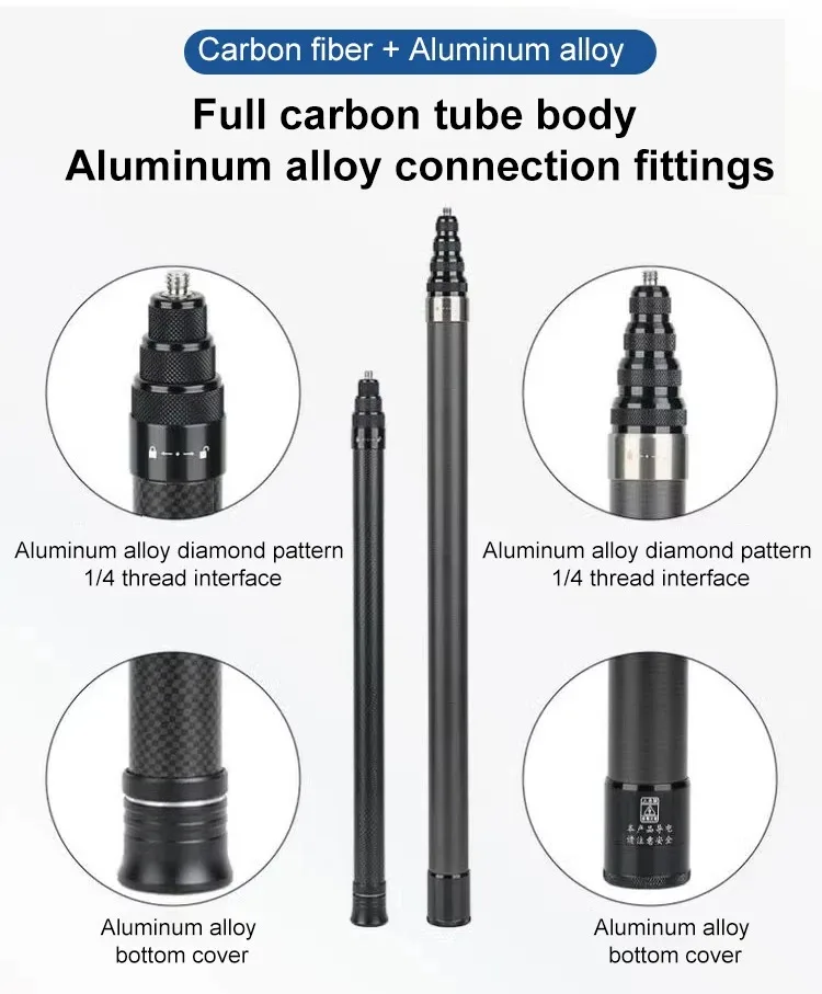 Monopé escalável 3M-Carbon Fiber, edição estendida, vara