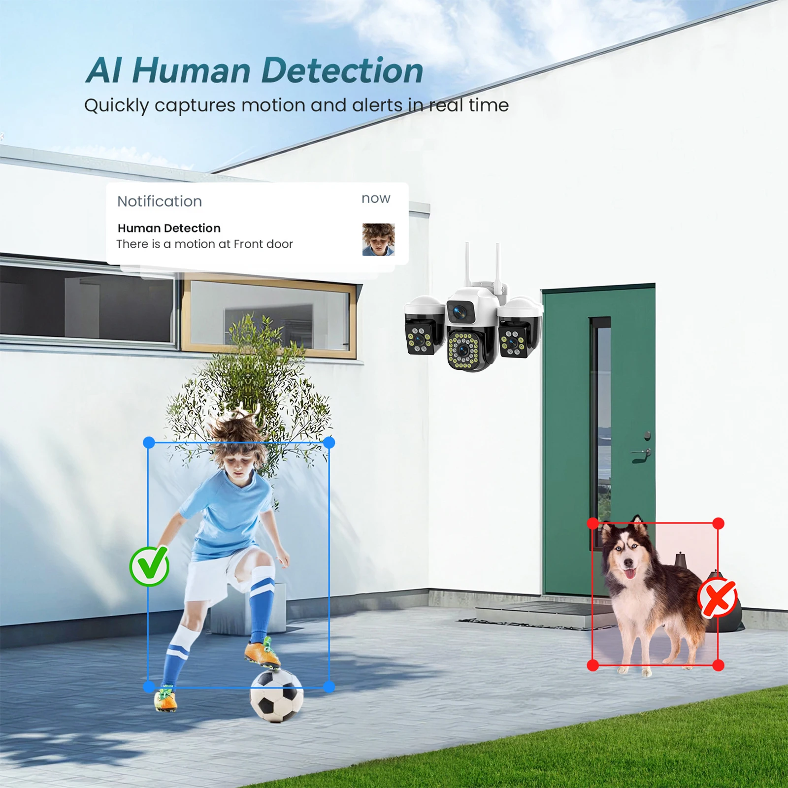 15MP 8K WiFi IP Camera 3 Lens 3 Screens Surveillance PTZ Camera IP Outdoor Waterproof Auto Tracking Security CCTV Cam YOOSEE