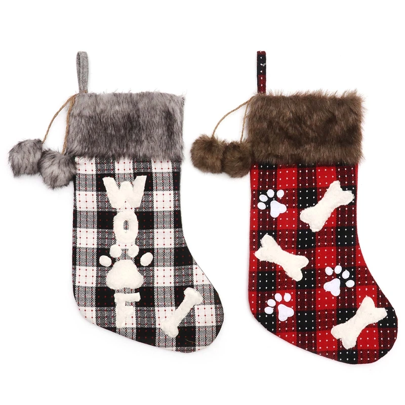 

Dog’s Christmas Stockings Socks Fireplace Xmas Tree Wall Home Decorative Pendant