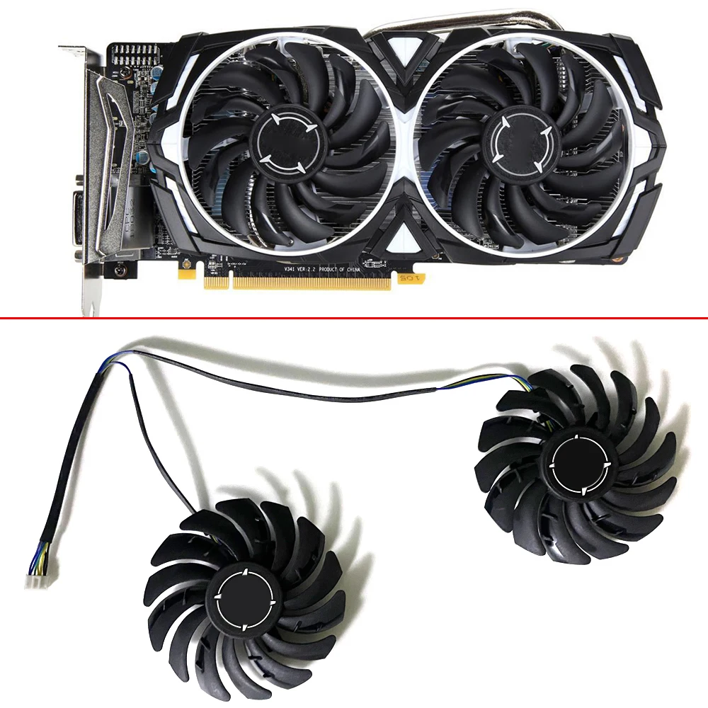 

NEW 2PCS 87MM PLD09210S12HH 4PIN RX580 RX570 GPU FAN For MSI RX 470 480 570 580 Armor Cooler Fan Graphics Video Card Cooling Fan