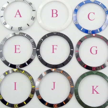 BLIGER 38mm White Blue Black Green Ceramic Bezel Inserts Fit for 40mm NH35A GMT Watch Case Automatic Men watch Bezel replacement