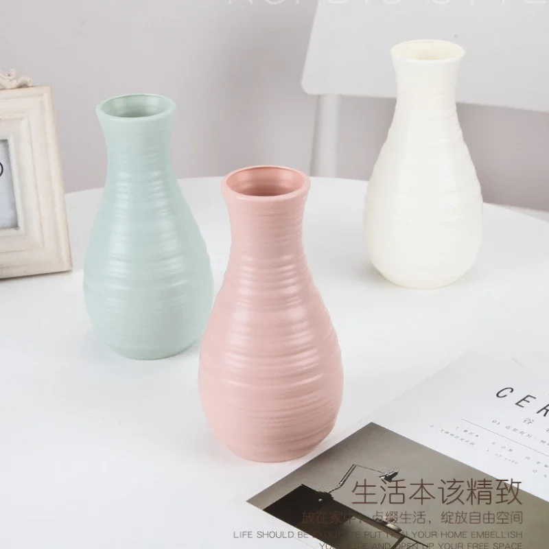 Home Decoration Plastic Flower Vase White Imitation Ceramic Flower Pot Basket Nordic Decoration Vases for Flowers flower vase