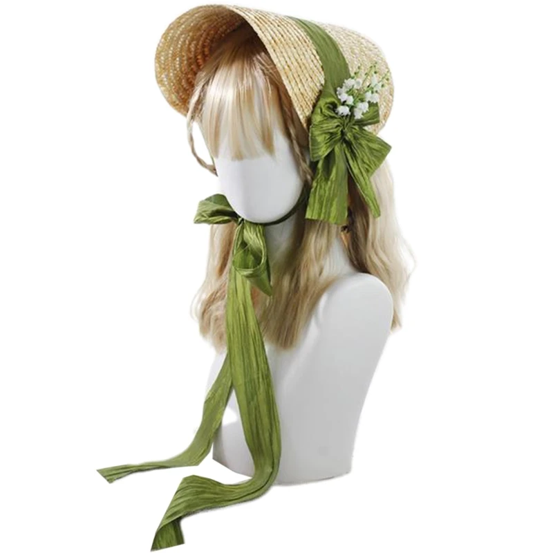 Meisjes Vrouwen Thee Party Zonnehoed Lolita Bloemen Linten Stro Hoeden