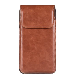 High Grade Crazy Horse Leather Vertical Waist Phone Bag (6.1-7.2) for 7.2 in (Brown)