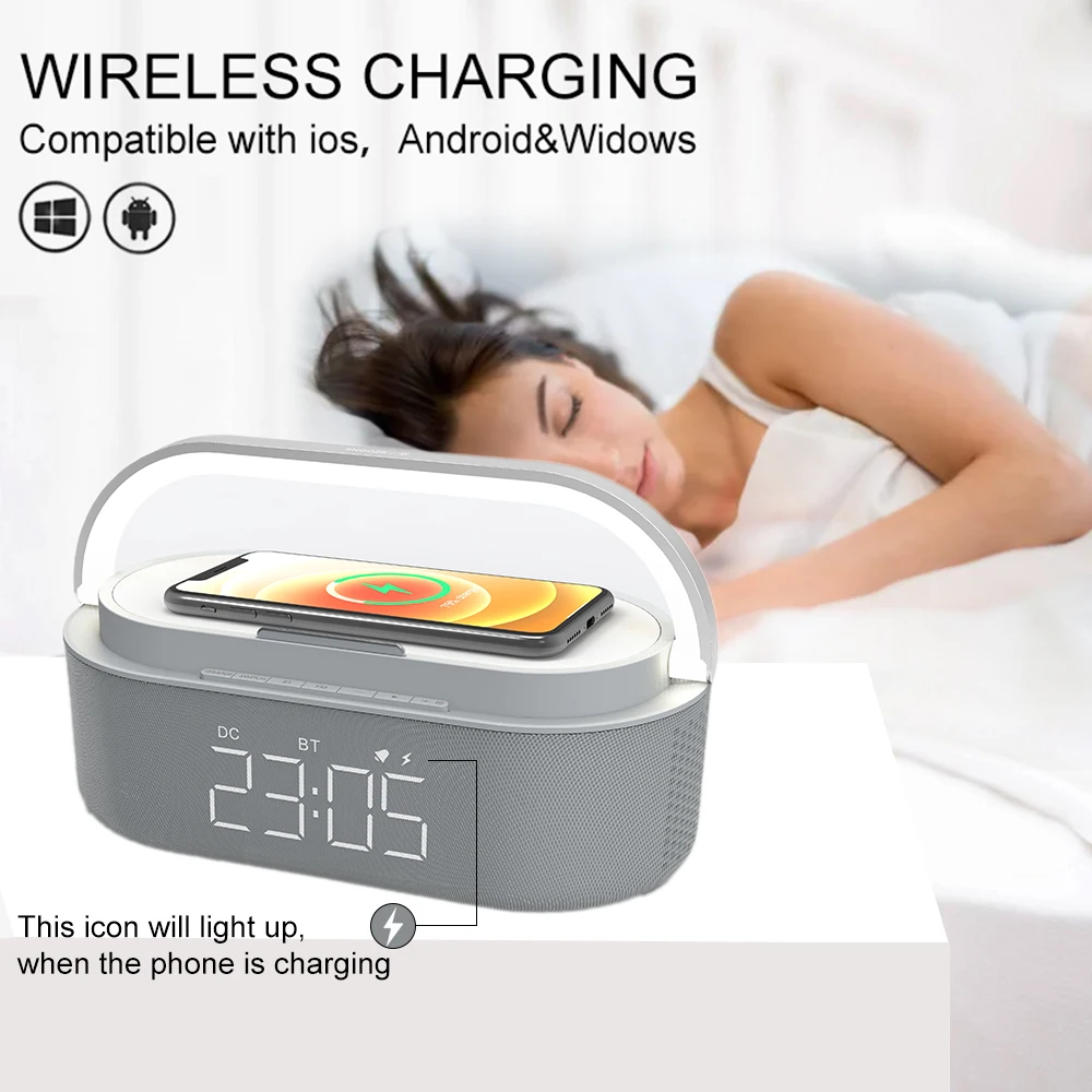 Charging Pad Digital Clock Goodmans Alarm Clock With Qi Wireless