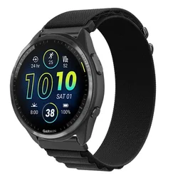 Breathable Nylon Wristband Strap, 20/22mm - width 22mm (Black)