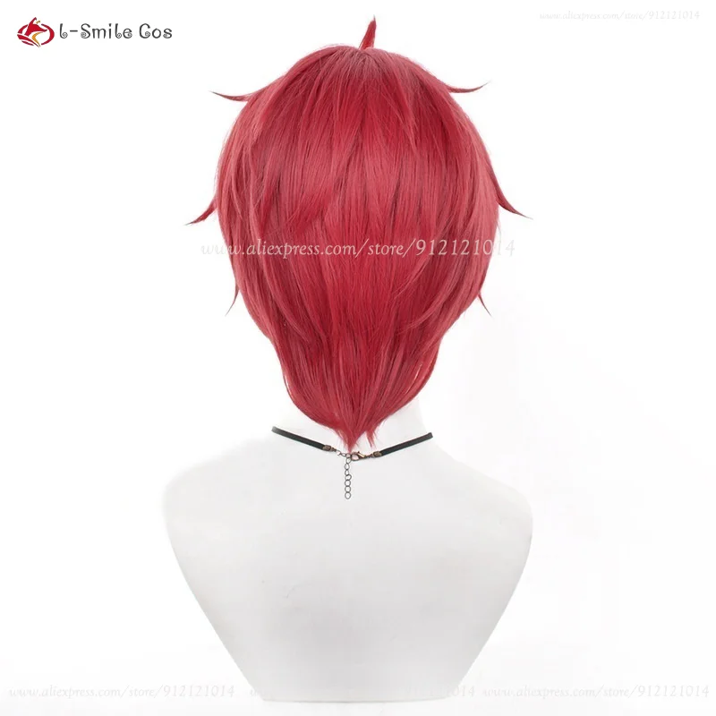 Jiji Cosplay Perücke Jin Enjoji 30cm Rot Synthetik Hitzebeständig + Perückenkappe 6