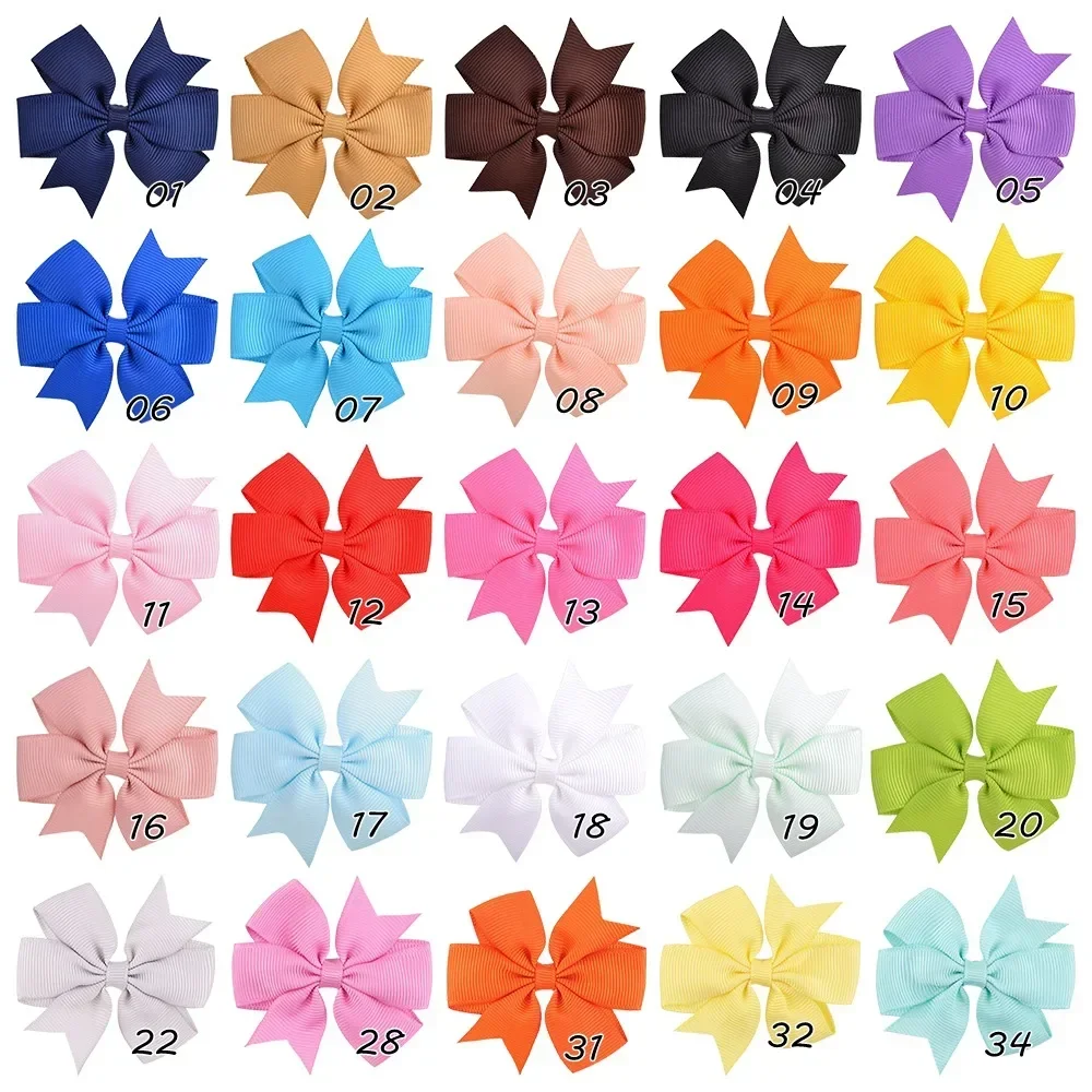 Grosgrain Ribbon Hair Bow Clips Set – Assorted Colors (20/40/60 Pieces)