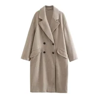 UNIZERA 2023 Winter New Product Women's Fashion and Casual Versatile Flip Collar Double breasted Button Long Woolen Coat Coat Co 2