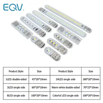 USB LED 책 조명, SMD 5630 5730 LED 전구, 5V 전원 입력, 화이트 5000-6500K, 웜 화이트, 3000-3500K, 2-24LEDS, USB 야간 조명