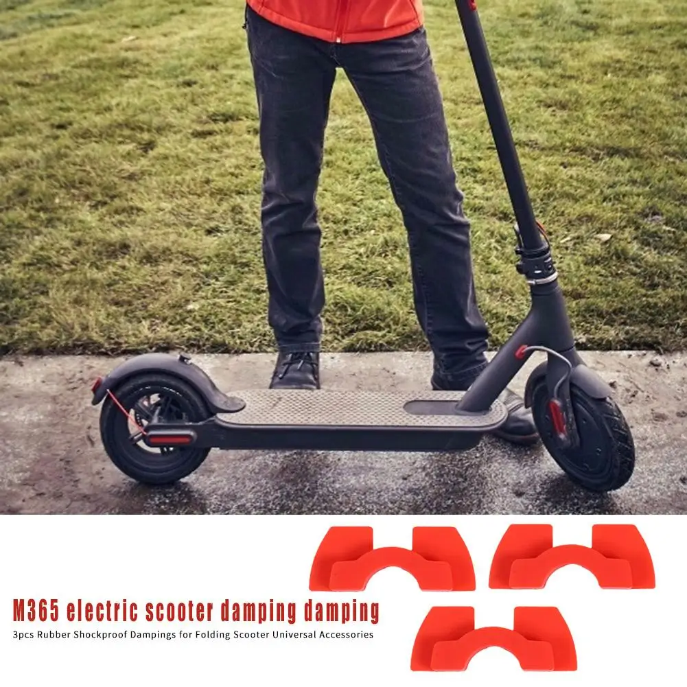 3pcs Red Rubber Shockproof Dampings for Universal Folding Scooter Accessories Universal Tool Cycling Parts Accessories