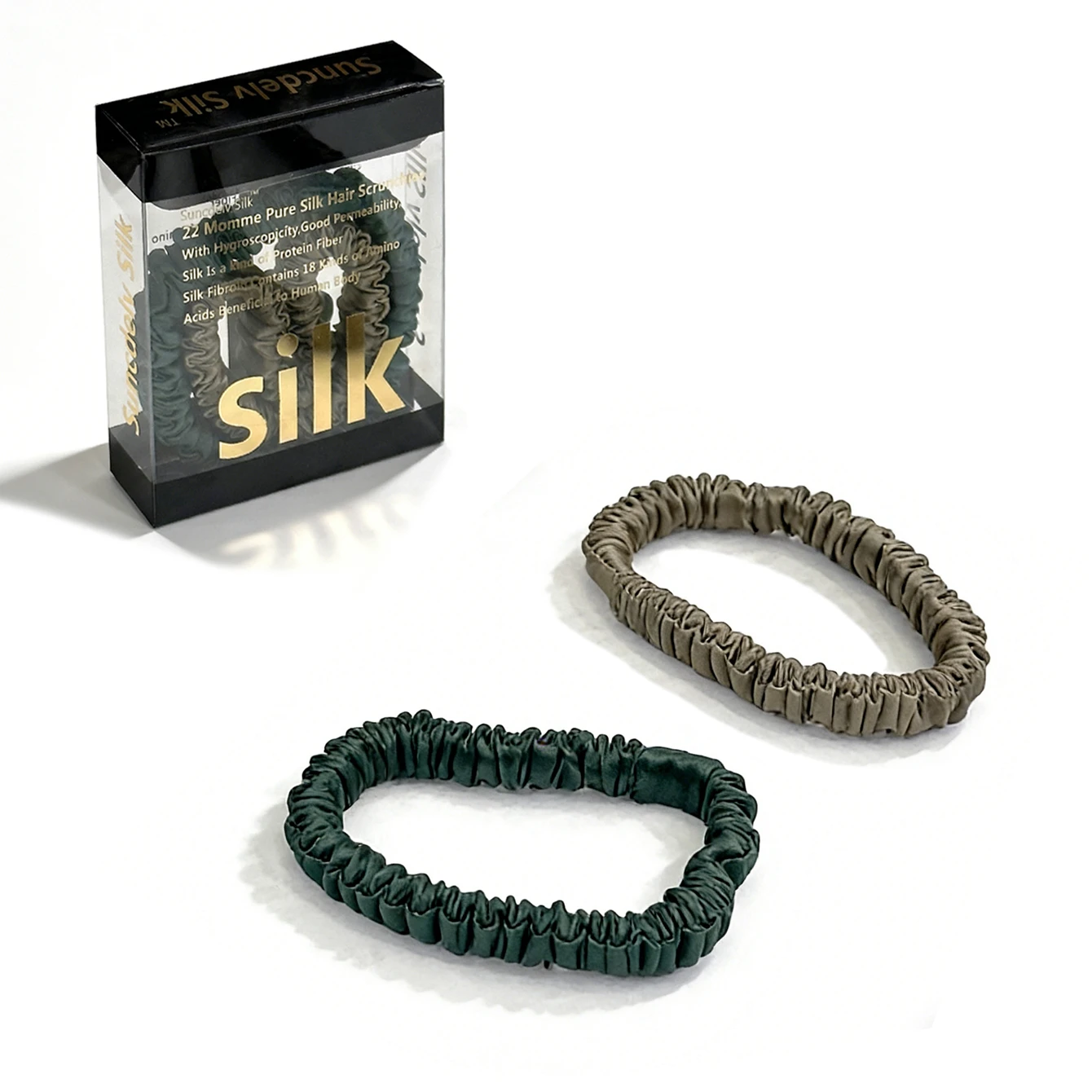 Luxurious Mulberry Silk Skinny Scrunchies Set – Anti-Crease, Gentle & Durable Hair Accessory