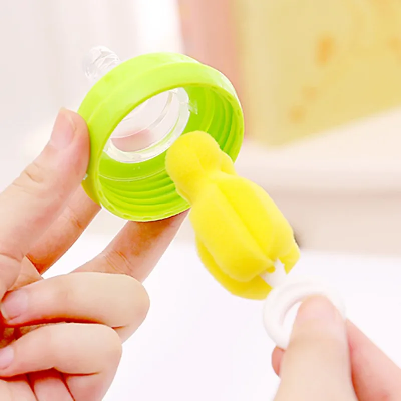 Brush Sponge Rotation Baby Pacifier Cup Nipple Cleaning Brushes Set Handheld Baby Feeding Bottle Nipple Cleaning Tools 4Pcs/set