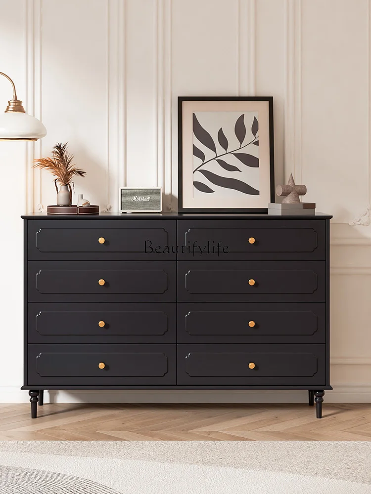 Solid Wood Chest of Drawers American Light Luxury Living Room Locker French Large Capacity