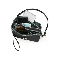 Fashion pure color three zipper large capacity women's shoulder bag portable popular zipper coin purse mobile phone wallet - Image 6