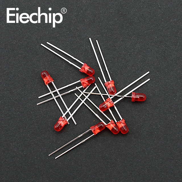 100pcs/200pcs 3mm 5mm LED Diode Assorted Kit White Green Red Blue Yellow Orange F3 F5 Leds Light Emitting Diodes electronic kit 3mm-red-100pcs