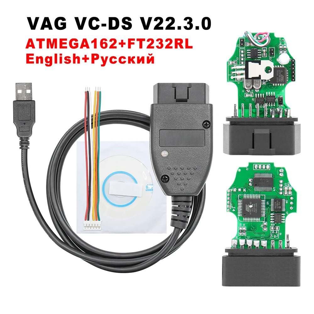 VAG CAN PRO VCP V5.5.1 FTDI VAG OBD 2 OBD2 Auto Diagnostic Tool COM Interface 21.9 ATMEGA162 Cable Can Bus K-line for AUDI/VW car battery tester Diagnostic Tools